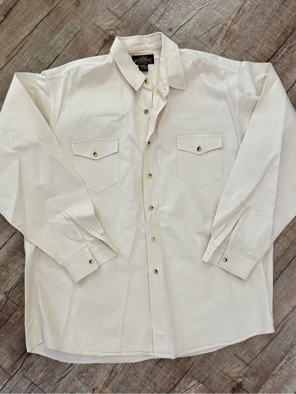 Greatland Apparel‎ Mens XXL Cream Western Button Down Shirt Cotton Long Sleeve